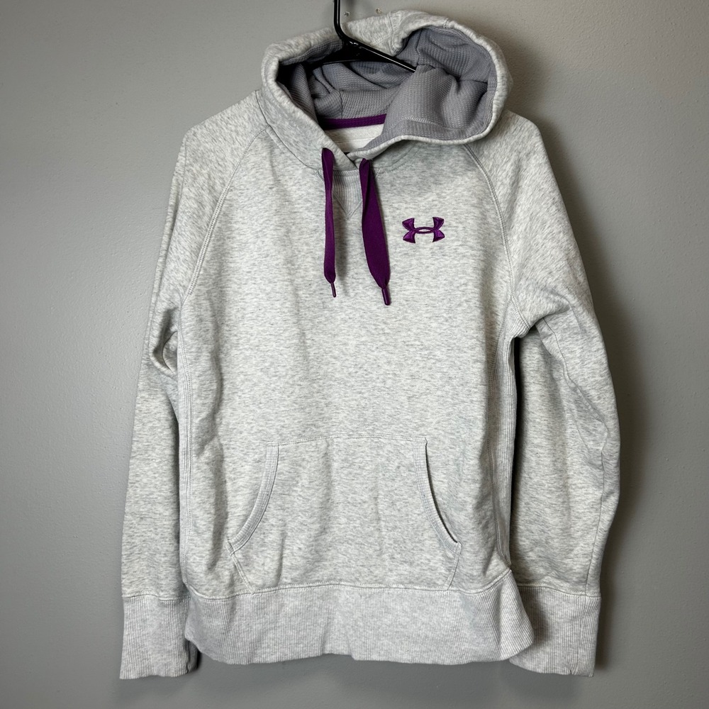 Under Armour Storm Hoodie Womens Medium Gray royal Purple Pullover Fleece